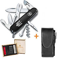 Комплект Нож Victorinox Climber Ukraine 1.3703.3_T0010u + Чехол с фонариком Police