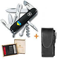 Комплект Нож Victorinox Climber Ukraine 1.3703.3_T1090u + Чехол с фонариком Police