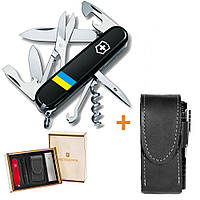 Комплект Нож Victorinox Climber Ukraine Флаг Украины 1.3703.3_T1100u + Чехол с фонариком Police