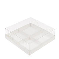 Коробка для десертів з ПВХ кришкою 175х175х60 (на 4 шт 8,5х8,5 см), біла