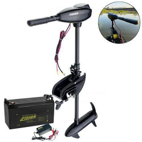 Електромотор для човна Fisher 26lbs; 12V. 100A/h AGM АКБ. +З/У. Човновий електромотор Фішер;