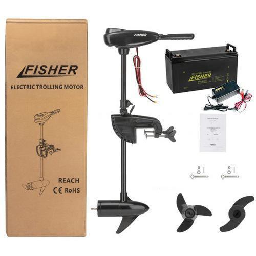 Электромотор для лодки Fisher 32lbs; 12V. 100A/h AGM АКБ. +З/У. Лодочный электромотор Фишер; - фото 7 - id-p1801725983