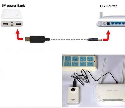 Кабель перехідник для роутера usb to 5.5x2.1mm 12В 1А, фото 3