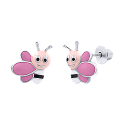 UmaUmi Сережки Весела бджілка рожева