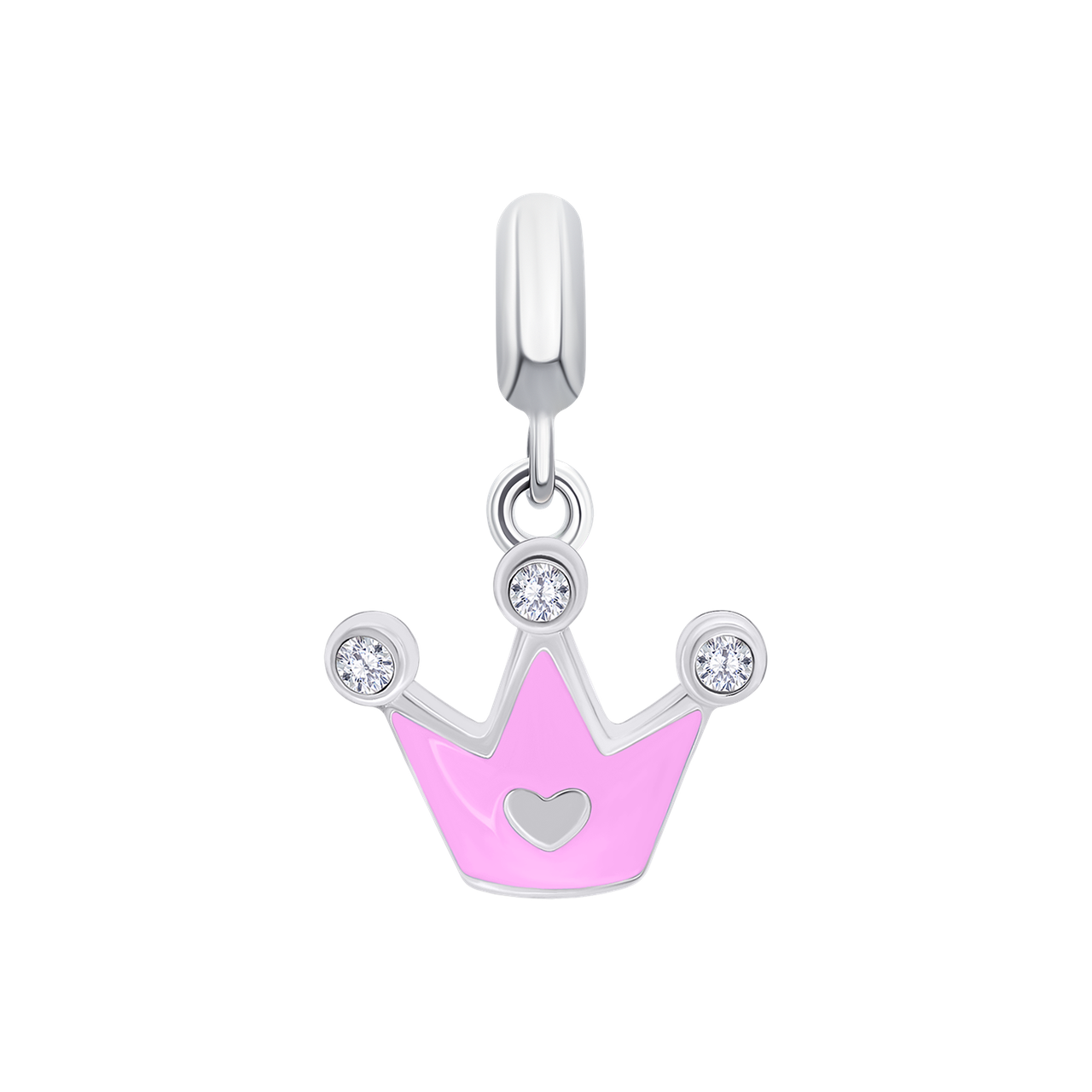 UmaUmi Кулон Корона з серцем з рожевою емаллю та фіанітами, фото 1