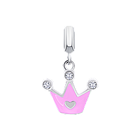 UmaUmi Кулон Корона с сердцем с розовой эмалью и фианитами