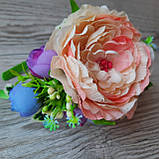 Обруч із персиковим півоном і ліловими бутонами, фото 5