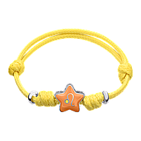 UmaUmi Браслет на шнурке Лев с оранжевой и желтой эмалью