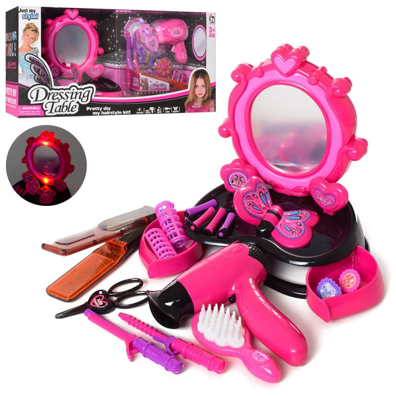 Трюмо дитяче ігрове 0807-18-19, 20 см, фен, гребінець, ножиці, аксесуари, музика, світло, фото 1
