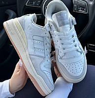 Женские кроссовки Adidas Forum Low White Grey Beige весна-осень повседневные кожа. Живое фото. адидас форум