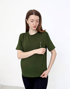 Футболка для вагітних та годуючих мам НЕЗЛАМНА (хакі)