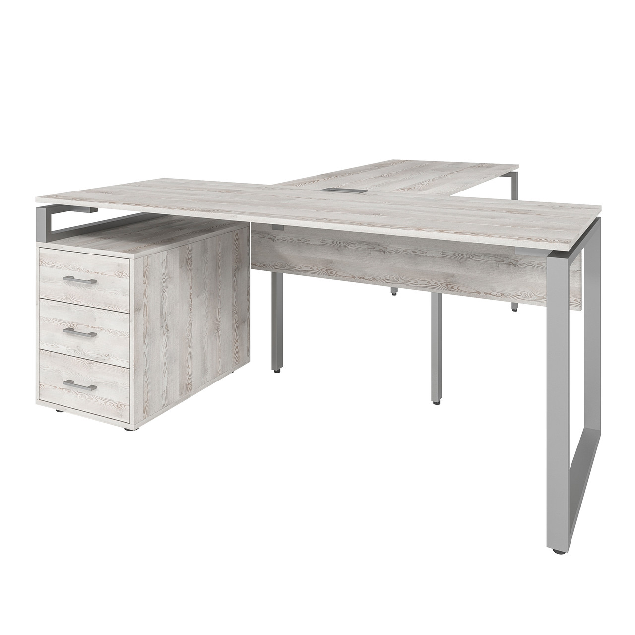 Офісний стіл керівника LOFT 33 LB180 з брифінгом сосна лофт біла з царгою