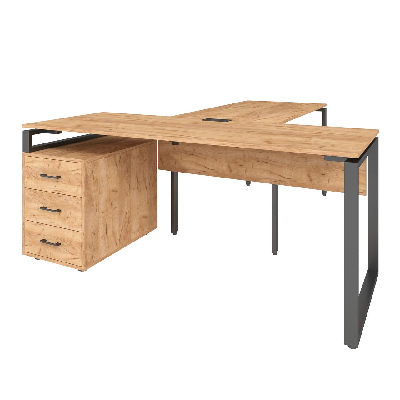 Офісний стіл керівника LOFT 33 LB180b з брифінгом дуб крафт золотий з царгою