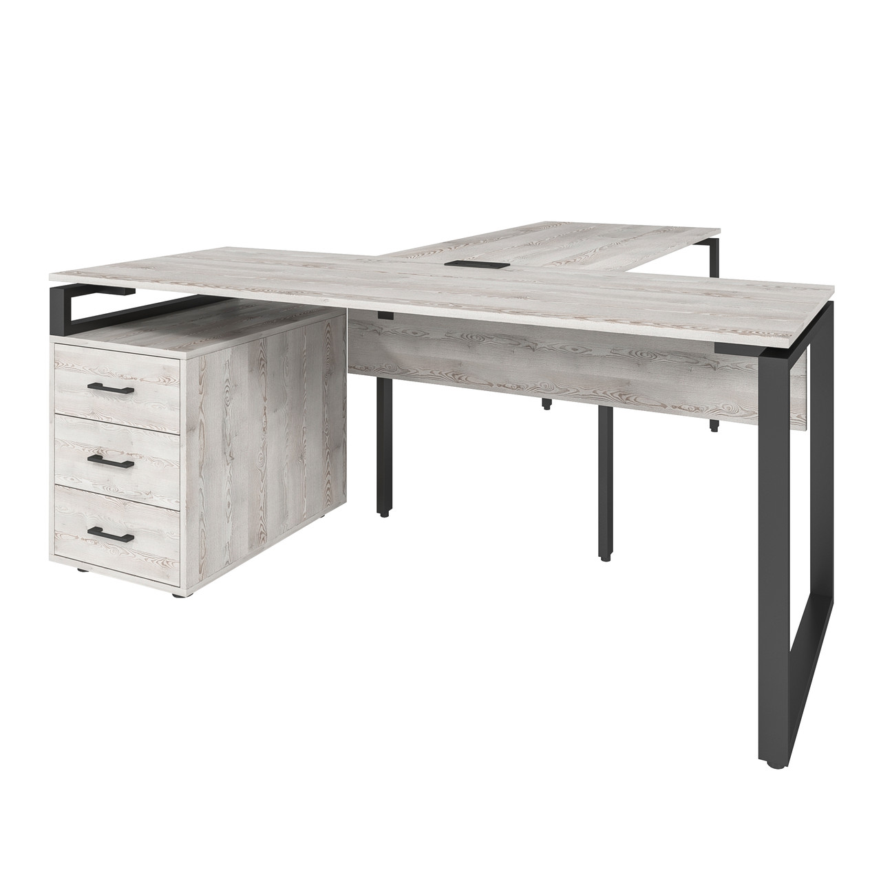 Офісний стіл керівника LOFT 33 LB180b з брифінгом сосна лофт біла з царгою