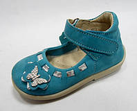 Детские летние кожаные туфлі для девочки тм Берегиня, размеры 20,21,22, 25 бірюза 25р(16.0см)