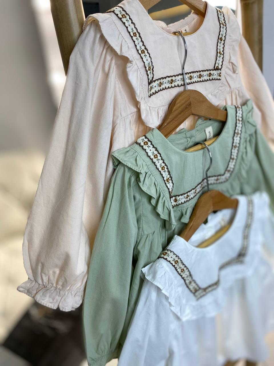 Ошатна шкільна блузка для дівчинки з вишивкою Біла 22127 7, WPXJ, Белый, Для девочек, Весна Осень, 3 года, фото 1