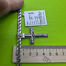 Срібний комплект шикарний хрест і ланцюжок бісмарк Срібло 925, фото 3