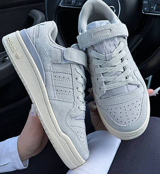 Жіночі кросівки Adidas Forum Low Grey Suede весна-осінь повсякденні замша. Живе фото. Адідас форум