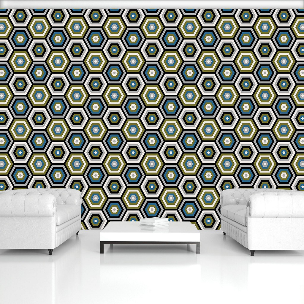 Фотошляха абстракція в інтер'єрі 368x254 см Шестикутник (11138P8) Найкраща якість, фото 1