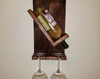 Настінна полиця для вина і келихів Винна дерев'яна полиця