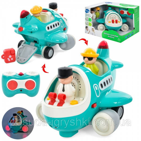 Літак HE999500 розмір 21см, на радіокеруванні, 2 фігурки, звук, світло, на батарейці, в коробці, 24-16-21см, фото 1