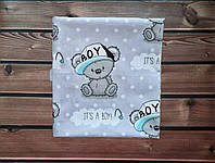 Дитяча пелюшка із натуральної бавовняної тканини Польша для новонароджених 90*80 см It's a boy BST Сірий