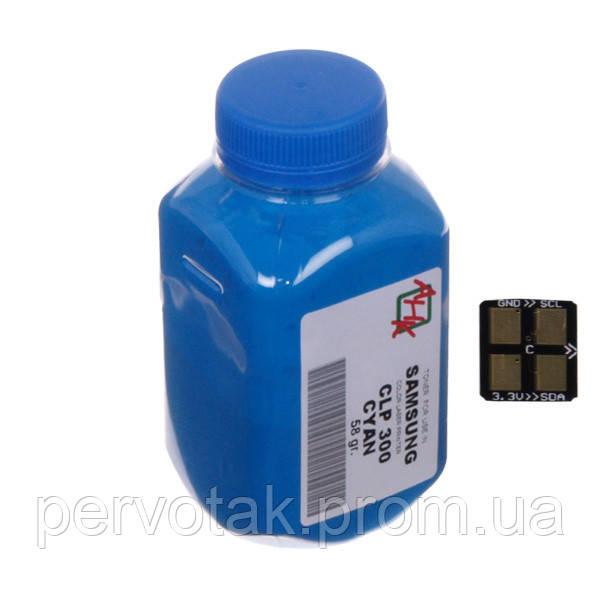 Тонер для Samsung CLP-300/CLP-365 бутль 58 г Cyan (1500220), фото 1