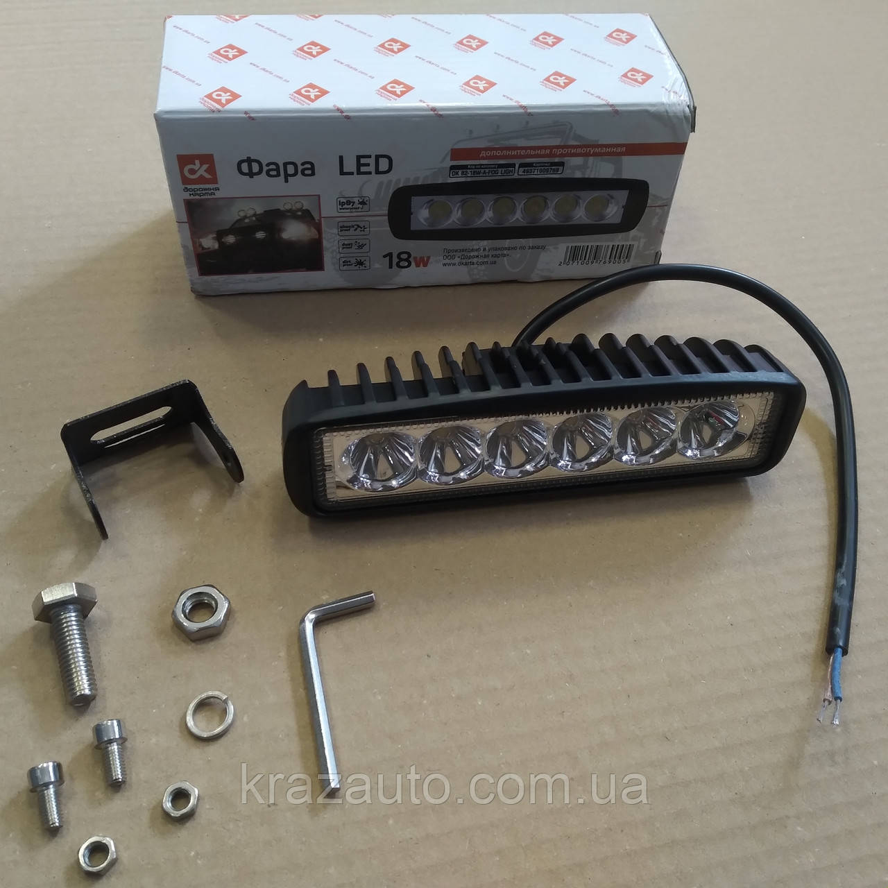 Фара LED додаткова протитуманна 18W (Жовте світло) DK B2-18W-A-FOG LIGH, фото 1