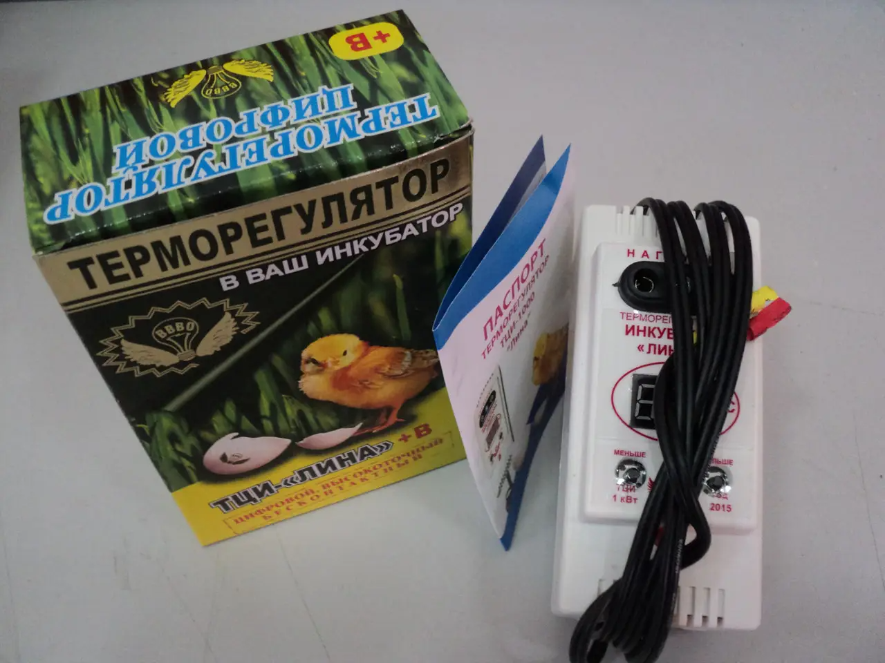 Цифровий терморегулятор Ліна ТЦІ-1000 з вологоміром для інкубатора, фото 1