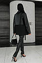 Стильний жіночий чорний піджак Глобал екошкіра розміри XS-S M-L XL-XXL, фото 2