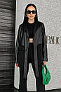 Стильний жіночий чорний піджак Глобал екошкіра розміри XS-S M-L XL-XXL, фото 7