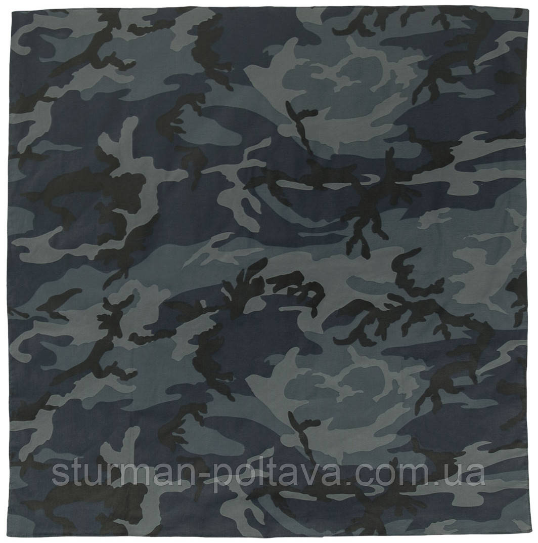 Бандана велика камуфляж синє нічне місто URBAN бавовна 70 см Х 70 см Rotcho США, фото 1