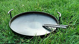 Сковорода для мангала з диска борони 40 см, зі знімними ніжками та ручками, сталева 4 мм товщина корпусу, фото 2