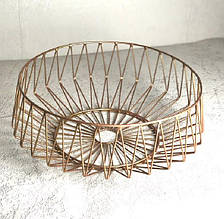 Кошик для зберігання металевий круглий рожеве золото Woody