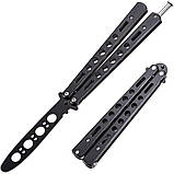 Ніж метелик тренувальний для трюків Balisong Black, фото 9