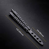 Ніж метелик тренувальний для трюків Balisong Black, фото 8