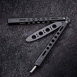 Ніж метелик тренувальний для трюків Balisong Black, фото 7
