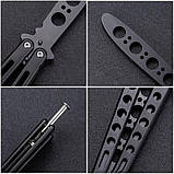 Ніж метелик тренувальний для трюків Balisong Black, фото 6