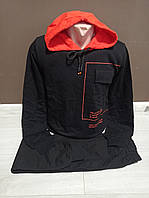 Спортивний костюм з кишенею для хлопчика підлітка Atabay Туреччина на 10-15 років чорний двійка худі та штани