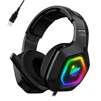 Игровые наушники Onikuma K10 USB 7.1 с микрофоном и LED RGB подсветкой проводные Black