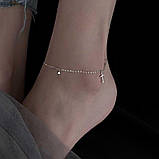Срібний браслет на ногу з хрестиком 925 проба, ланцюжок на ногу, підвіска на ногу, аксесуар на ногу., фото 3