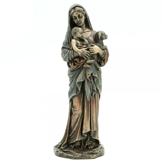 Статуетка "Діва Марія з немовлям" 21 см. полістоун із бронзовим покриттям