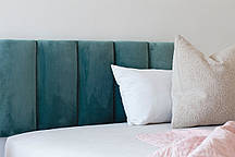 Декоративна м'яка оксамитова панель плитка модульне м'яке узголів'я ліжка 20*40*4 см Зелений