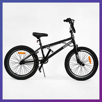Велосипед трюковий BMX двоколісний сталевий з пегами Corso BMX-3618 20 дюймів чорний