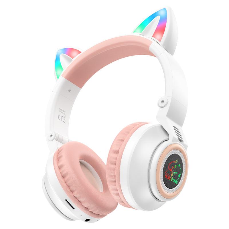 Навушники Bluetooth BOROFONE BO18 Cat ear, білі