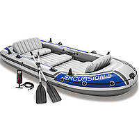 Лодка надувная пятиместная Intex 68325 Excursion моторно-гребная лодка пвх для рыбалки туризма с трехкамерная