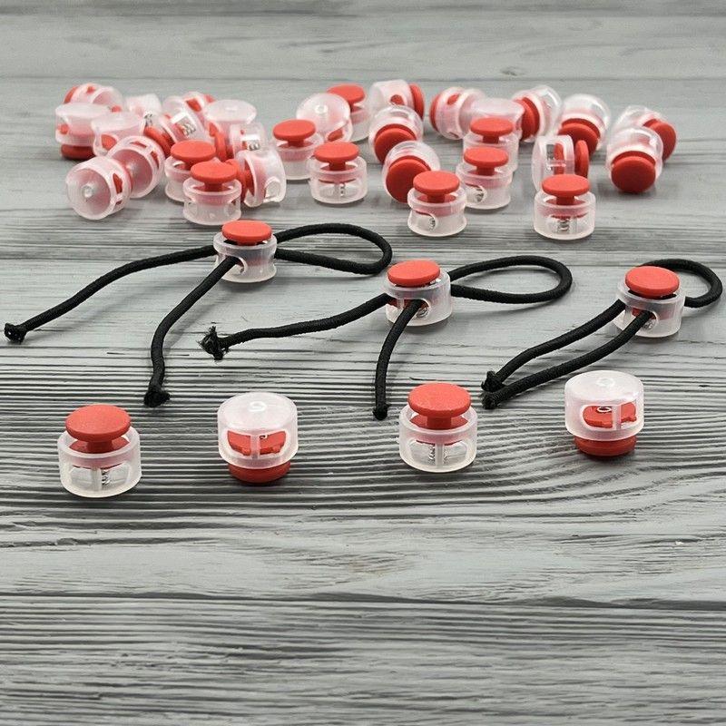 Фіксатор для шнура 3122 прозоро-червоний (50 штук), фото 1