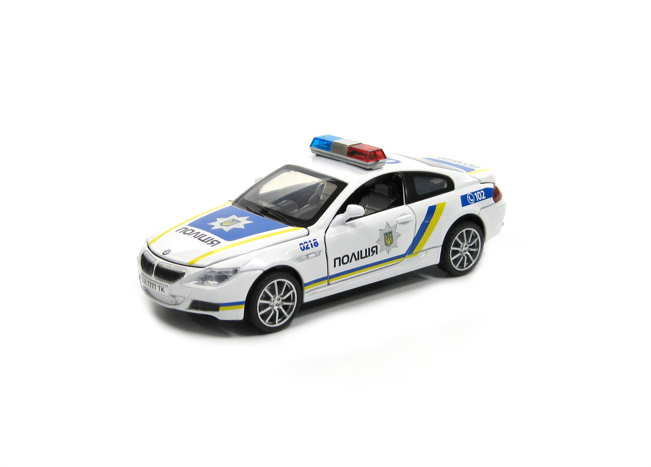 Машина металева модель BMW Поліція 7777 UA, масштаб 1: 32, світло, звук, інерція