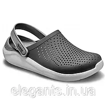 Сабо Crocs LiteRide Clog Black/Smoke Крокси чоловічі/жіночі лайтрайд чорно-димчасті оригінал, фото 2
