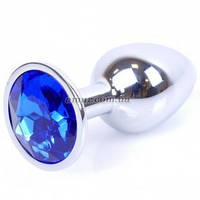 Анальний корок Jewellery Silver із синім кристалом